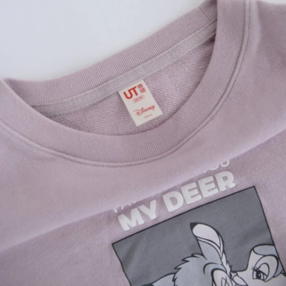Uniqlo x Disney Purple Fawned of you Deer Bambi Crewneck Sweater XSmall - Picture 11 of 12